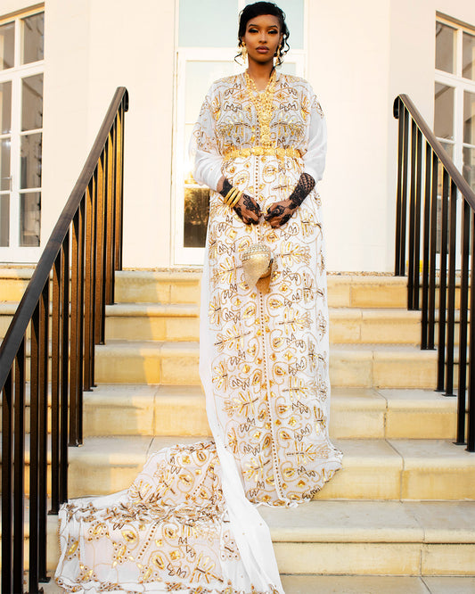 Feast your eyes upon these wonderful hand made Somali Bridal Dirac, perfect for your wedding day. This showstopper will make your night one to remember.